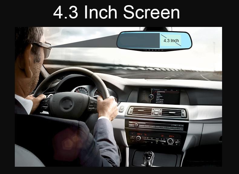 HD Mirror Cam - 1080P With 4.3" Digital Screen Car DVR - Indigo-Temple