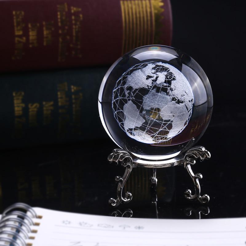3D Laser-Engraved Decorative Crystal Globe - Indigo-Temple