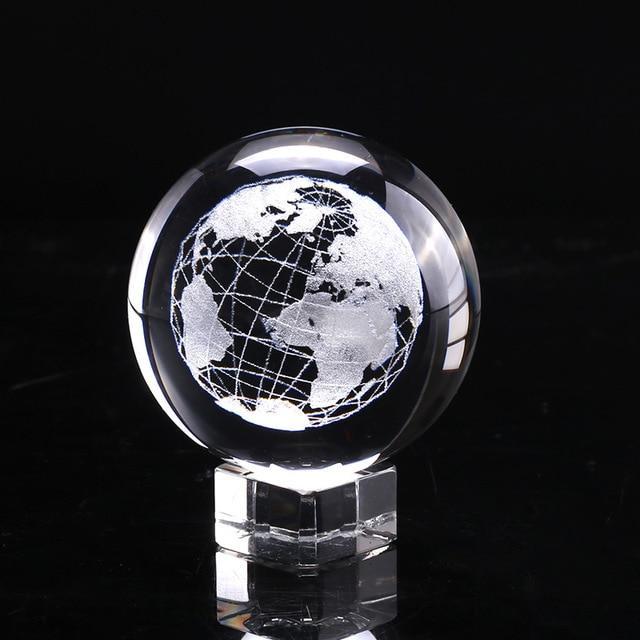 3D Laser-Engraved Decorative Crystal Globe - Indigo-Temple