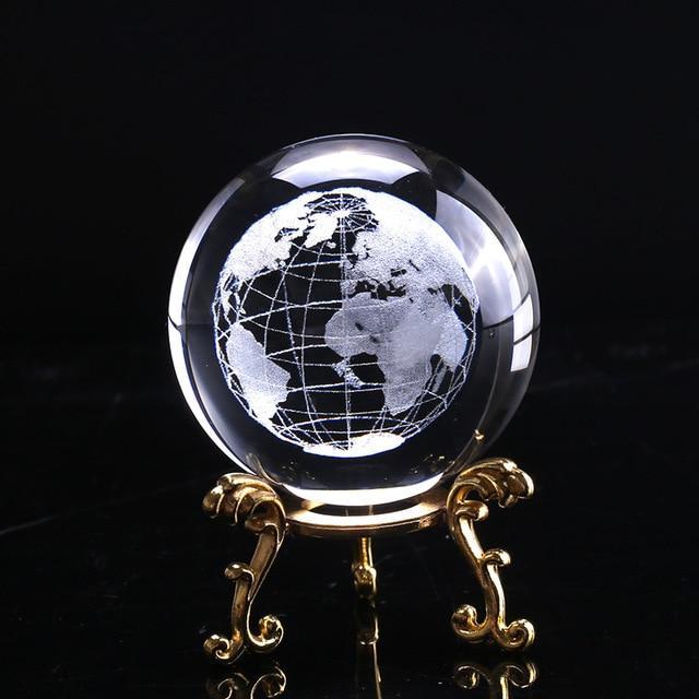 3D Laser-Engraved Decorative Crystal Globe - Indigo-Temple