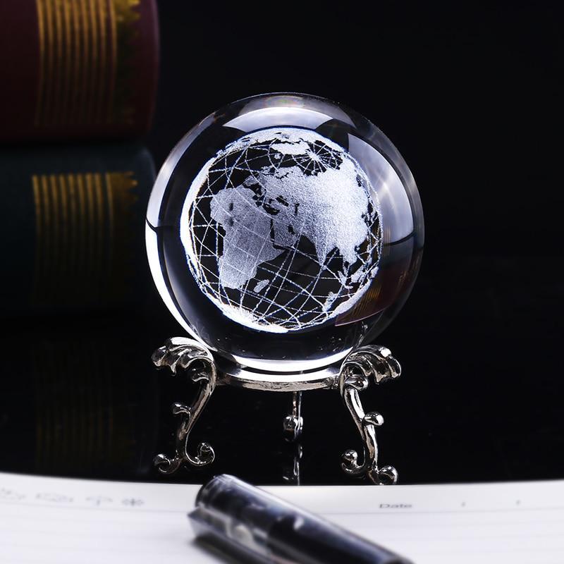3D Laser-Engraved Decorative Crystal Globe - Indigo-Temple