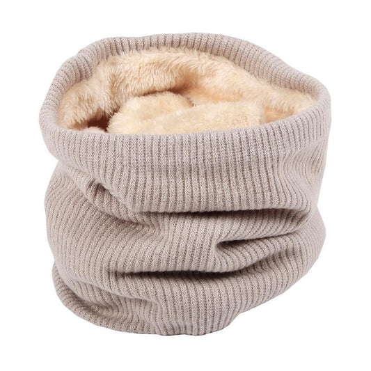 Knitted Neck Warmer with Faux Fur Lining - Indigo-Temple
