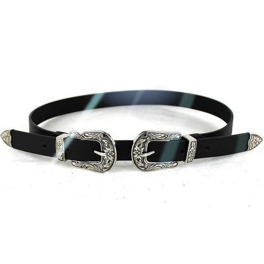Western Cowgirl Women's Leather Belt - Indigo-Temple