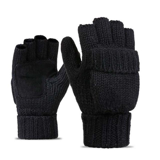 2 in1 Smart Fingerless Gloves With Attached Mittens - Indigo-Temple