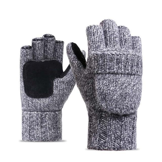 2 in1 Smart Fingerless Gloves With Attached Mittens - Indigo-Temple