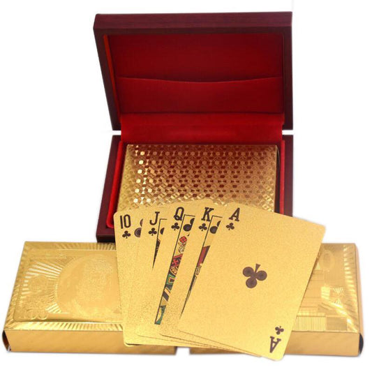 24K Gold Foil Plated Cards With a Wooden Box - Indigo-Temple