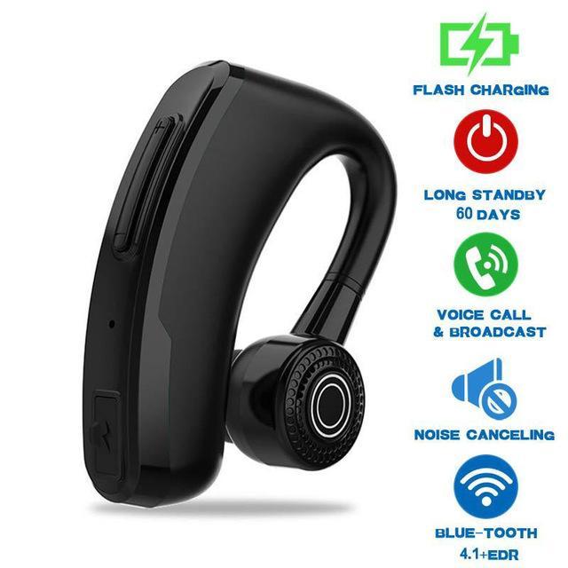 V9 Legend Mini Wireless Bluetooth Voice-Activated Headset - Indigo-Temple