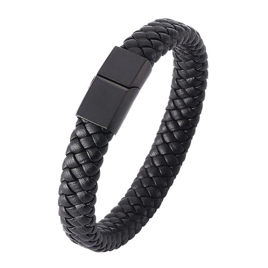 Men's Braided Leather Magnetic Bracelet - Indigo-Temple