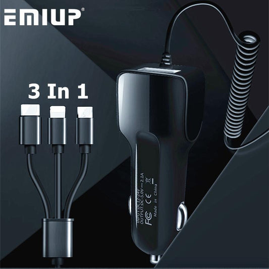 ChargingChief™ 3 In 1 Smart Car Charger - Indigo-Temple