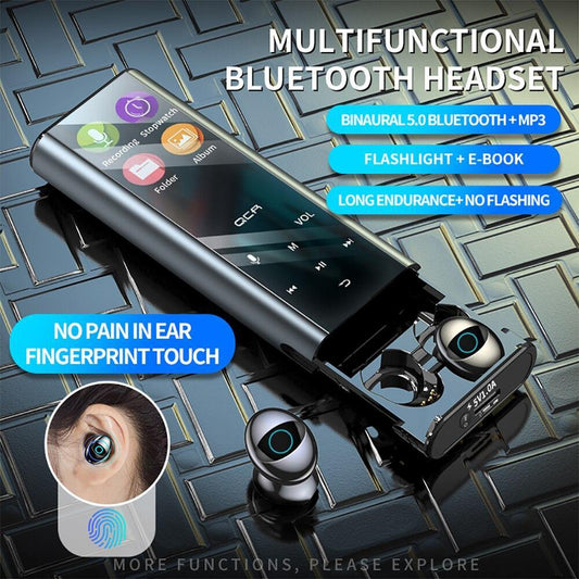 QCR™ Waterproof Wireless Headset with HD LCD Display MP3 Player & Power Bank