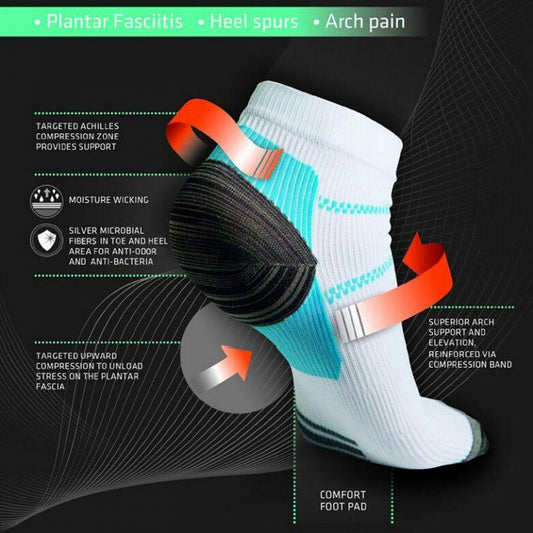 Heel & Ankle Pain Relief Compression Socks - Indigo-Temple