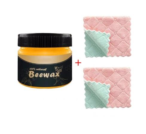 Beeswax Wooden Furniture Polish + 2 Dishcloths