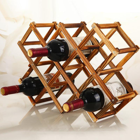 Collapsible Wooden 3-10 Bottles Wine Rack
