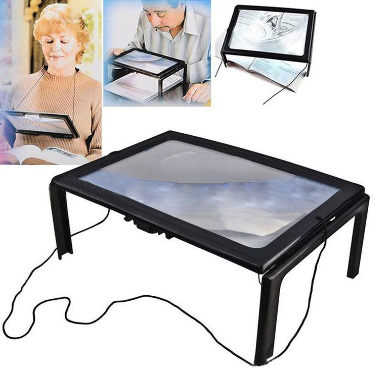 Seniors Low Vision 2in1 Desktop / Neck Reading Magnifier With LED Lights