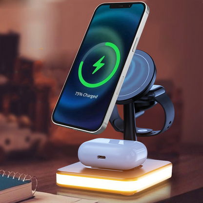 Magnetic 4 in 1 Wireless Fast Charging Dock Station For iPhone Apple watch & Airpods