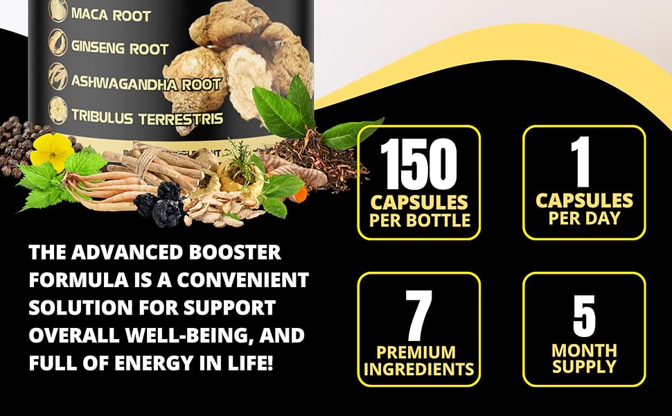 Extra Strength 7-in-1 Herbal Extracts Maca Root Blend for Male Vitality & Overall Wellness