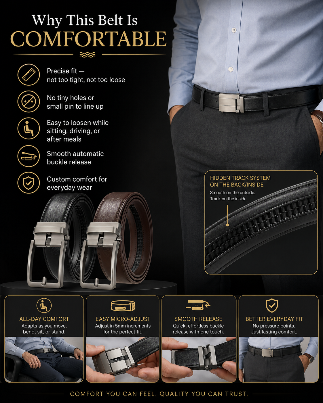 ComfortFit Senior-Friendly Plus Size No-Hole Automatic Belt