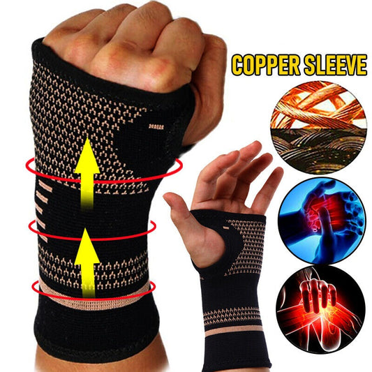 Copper Fabric Arthritis Compression Wrist Brace / Glove