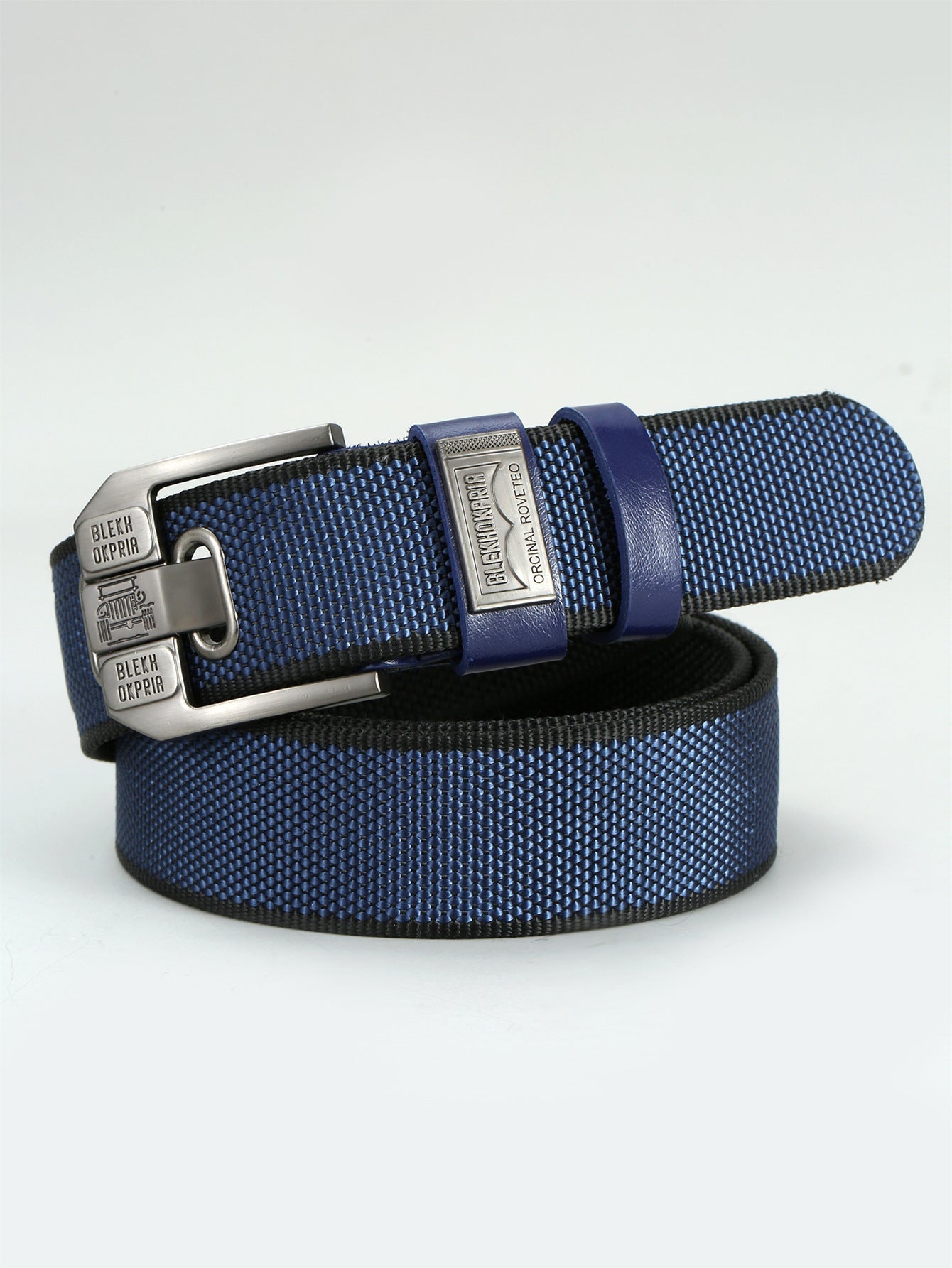 Urban Scale Metal-Like “Fish Scale” Texture Pin Buckle Canvas Belt