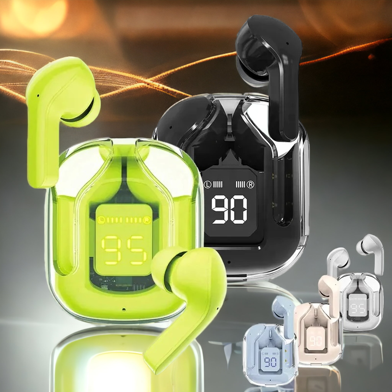 Bluetooth 5.0 Noise Reduction Earbuds with Crystal Charging Led Case