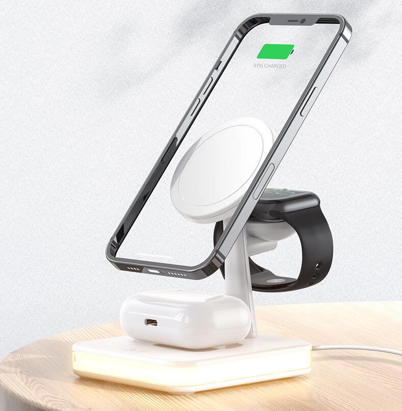 Magnetic 4 in 1 Wireless Fast Charging Dock Station For iPhone Apple watch & Airpods