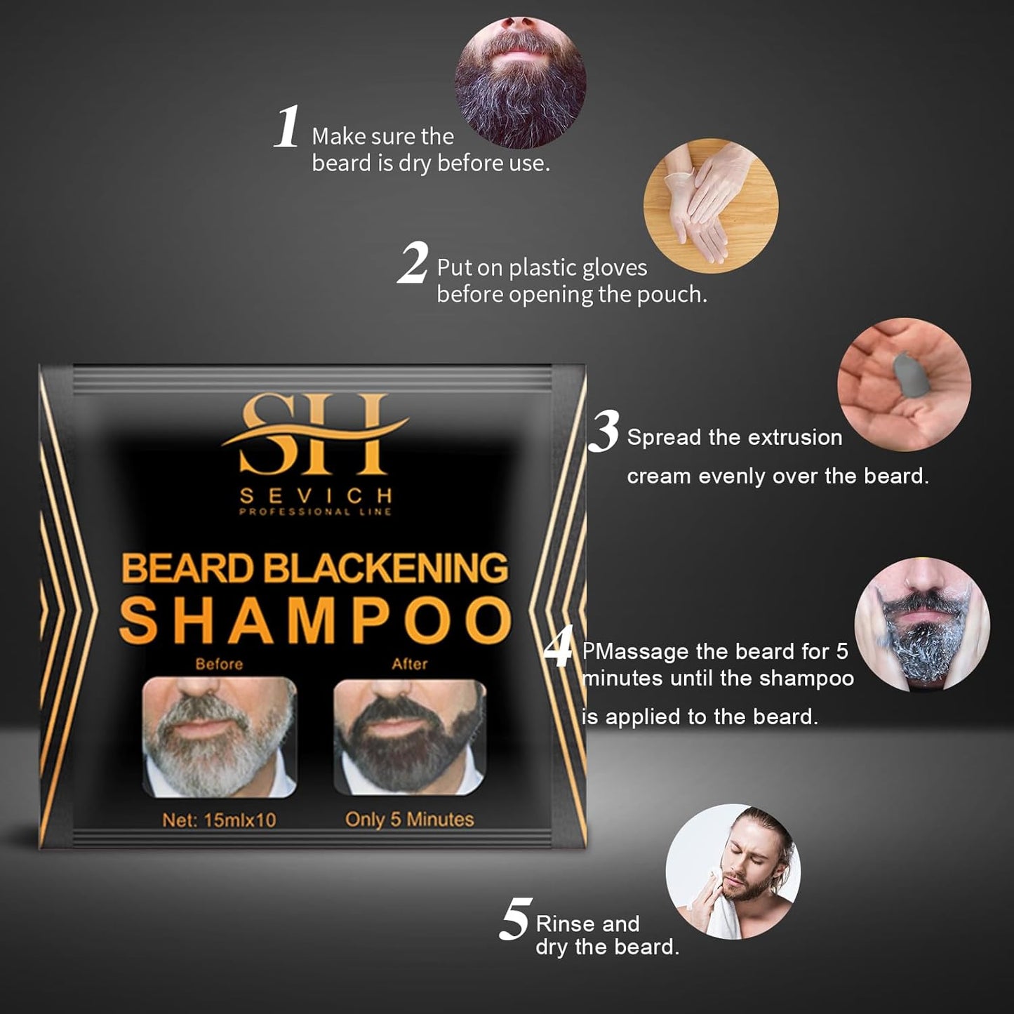 Instant Natural Beard Blackening Nourishing Care Shampoo for Men