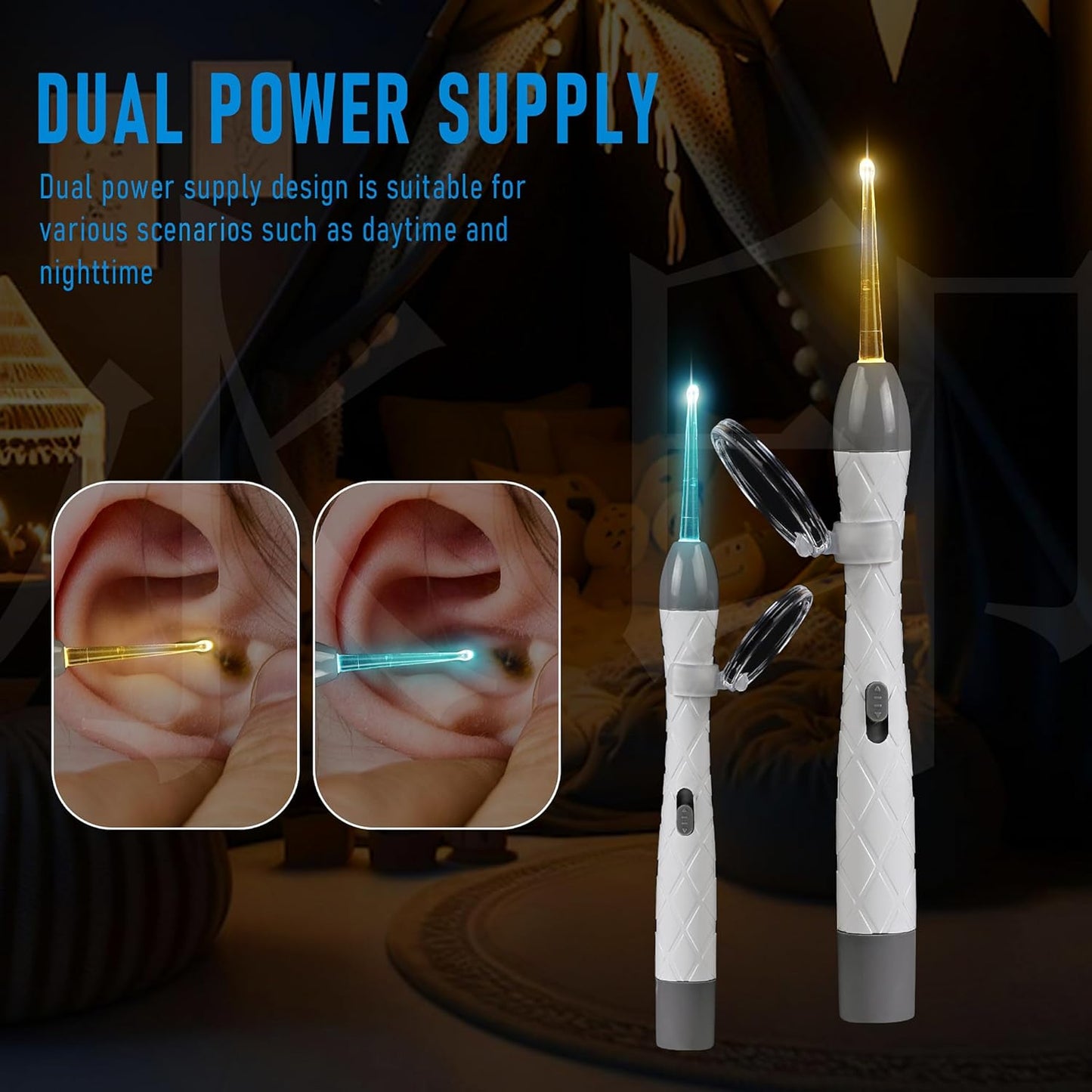 Extra-Safe Family Ear Cleaning Kit with LED Light, Magnifier, Tweezers & Multiple Spoon Heads