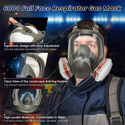 Industrial Anti-Fog Large Lens Lightweight Full Face Protection Gas Mask