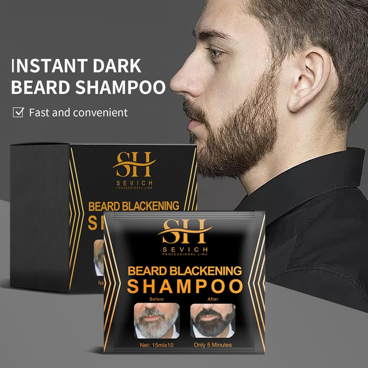 Instant Natural Beard Blackening Nourishing Care Shampoo for Men
