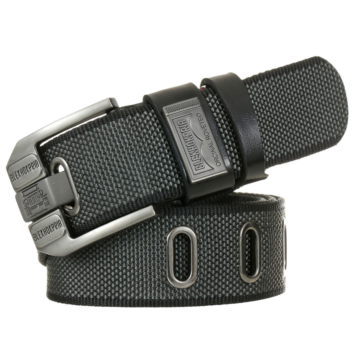 Urban Scale Metal-Like “Fish Scale” Texture Pin Buckle Canvas Belt