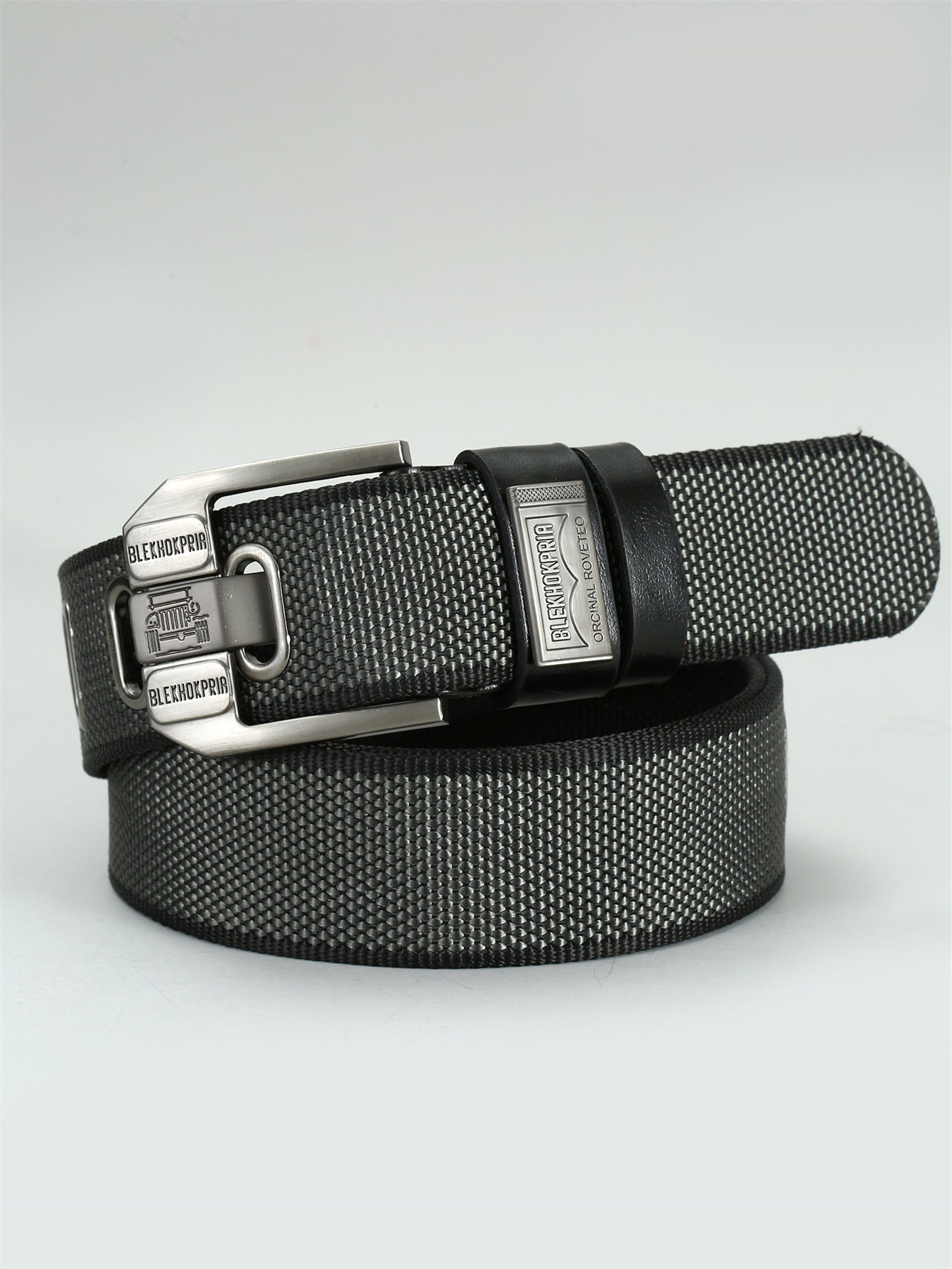 Urban Scale Metal-Like “Fish Scale” Texture Pin Buckle Canvas Belt