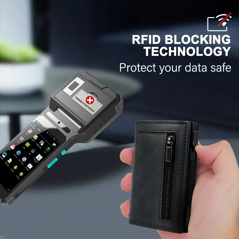 Effortless Access RFID Blocking Zippered Coins Pocket & Magnetic Closure Wallet