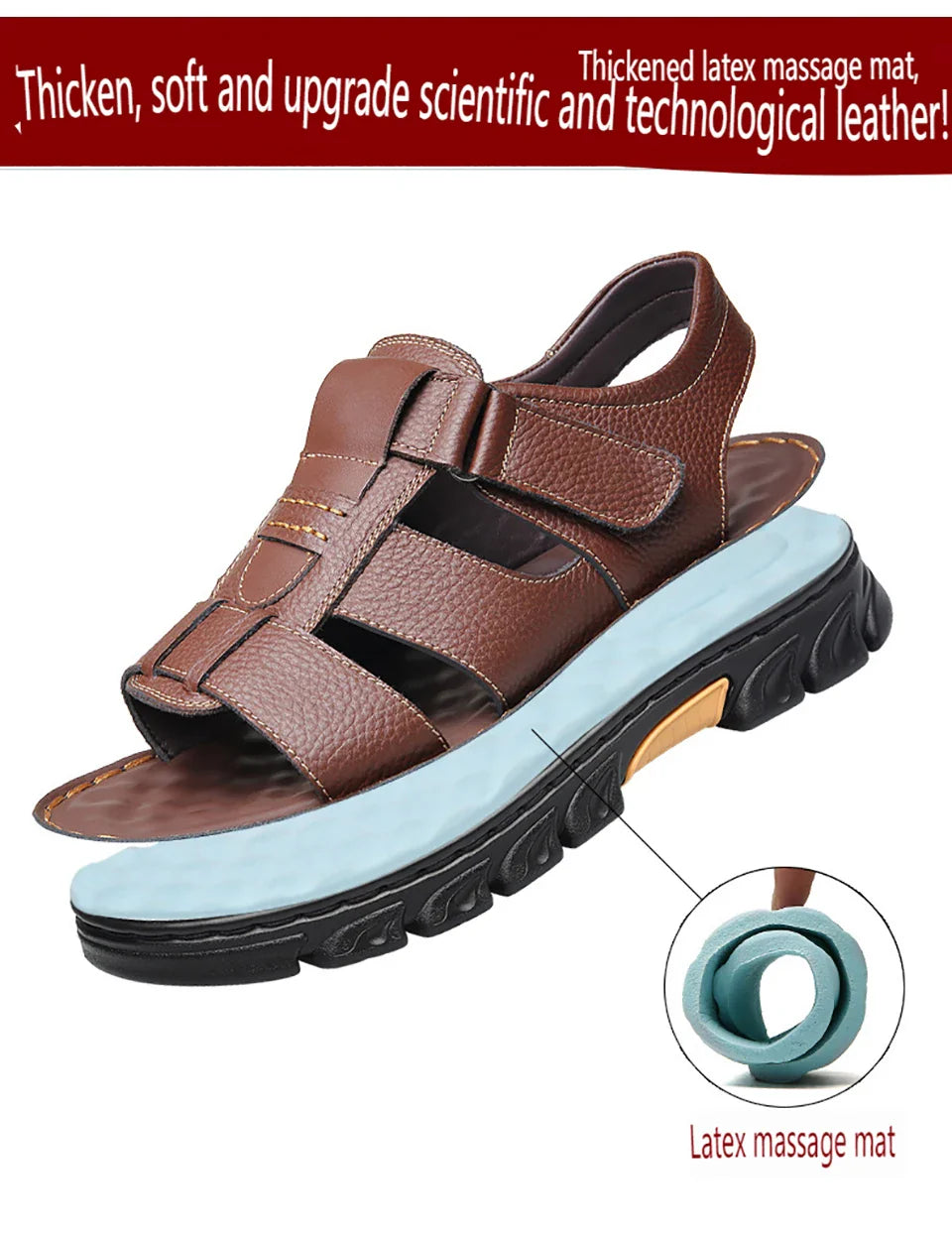 Casual Thick Sole Non-Slip Cowhide Comfort Sandals for Men