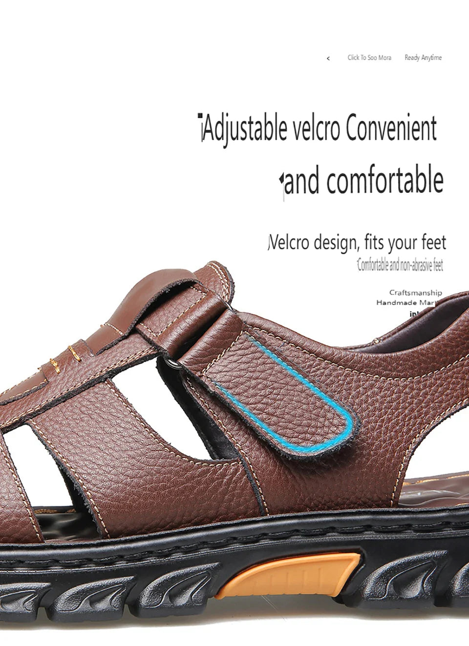 Casual Thick Sole Non-Slip Cowhide Comfort Sandals for Men