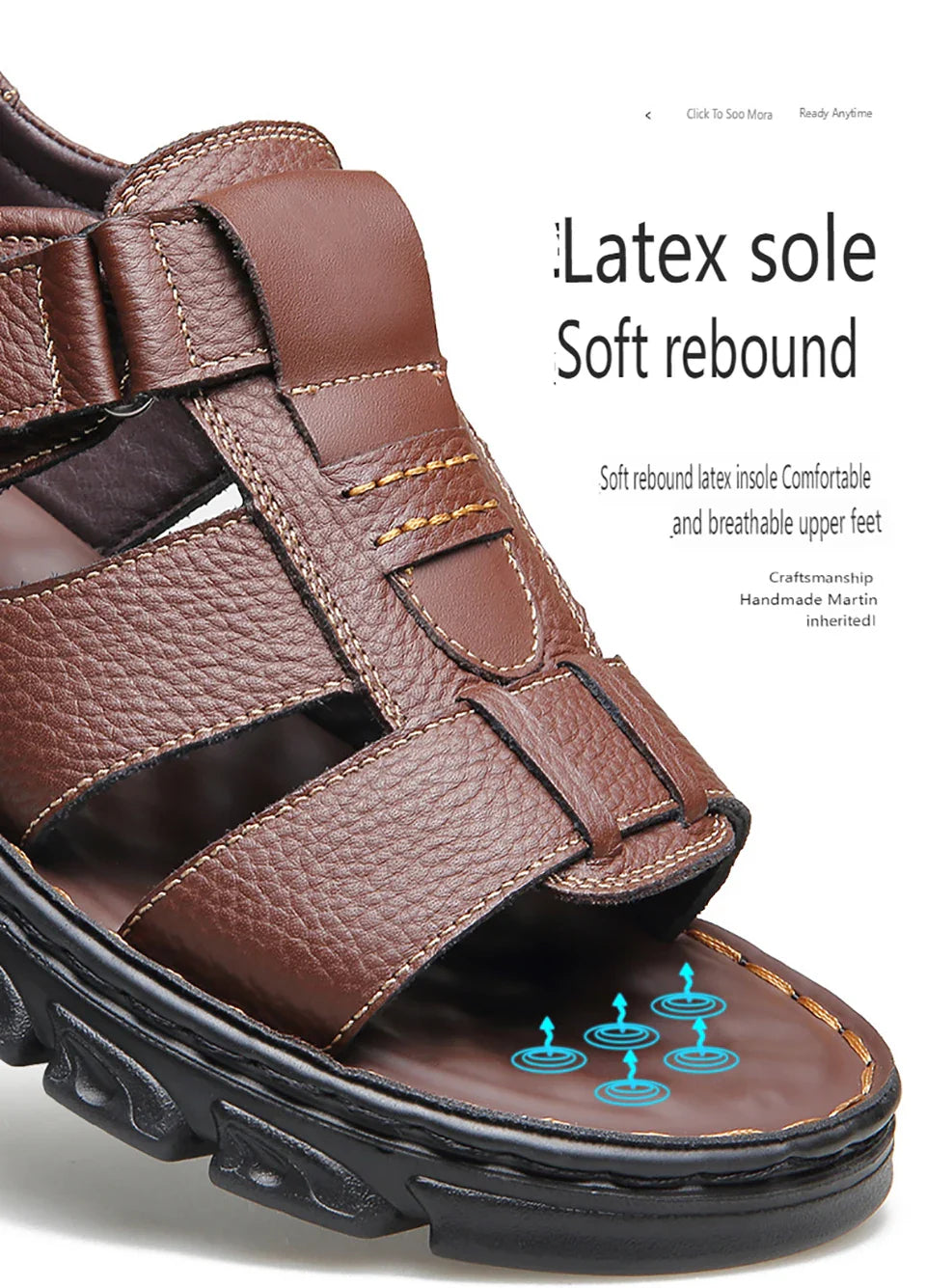 Casual Thick Sole Non-Slip Cowhide Comfort Sandals for Men