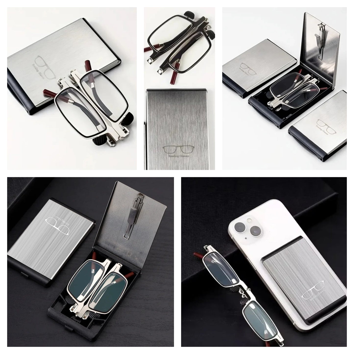 Flat-Fold Lightweight Anti-Blue Light Reading Glasses with Protective Case