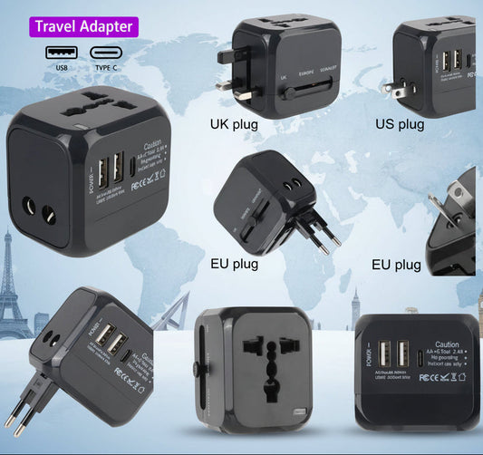 All-in-One Universal Travel Adapter Wall Charger with USB & USB-C
