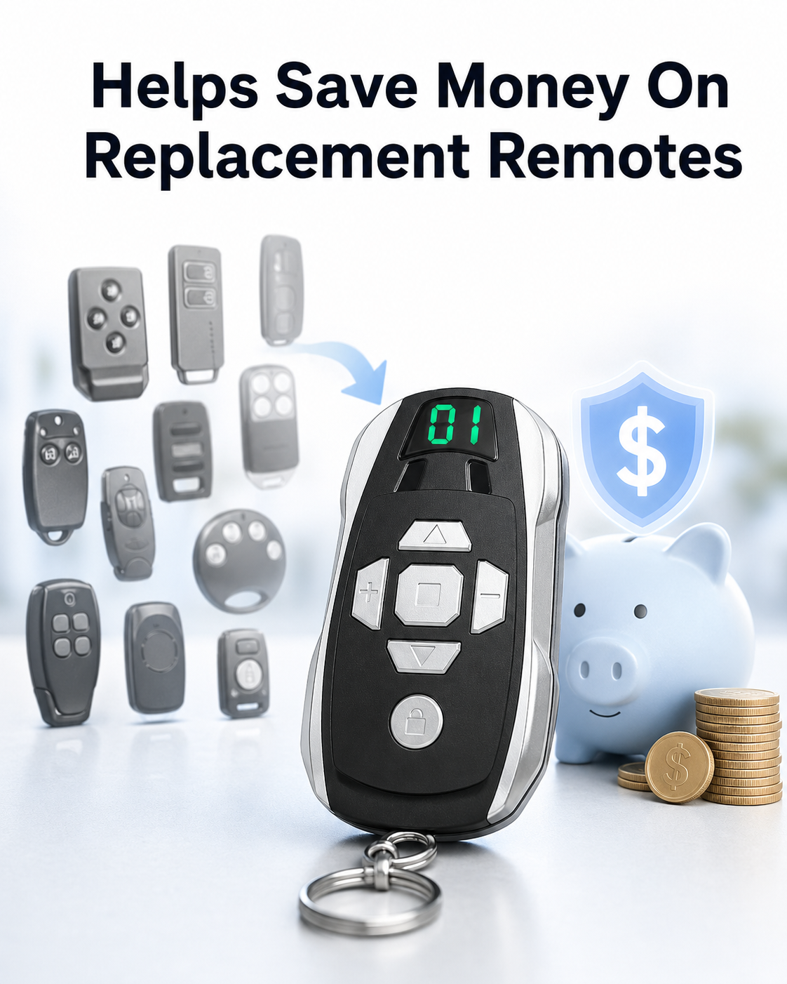 GateMaster 20-Channel Rechargeable 300–915MHz Frequency Smart Remote Duplicator