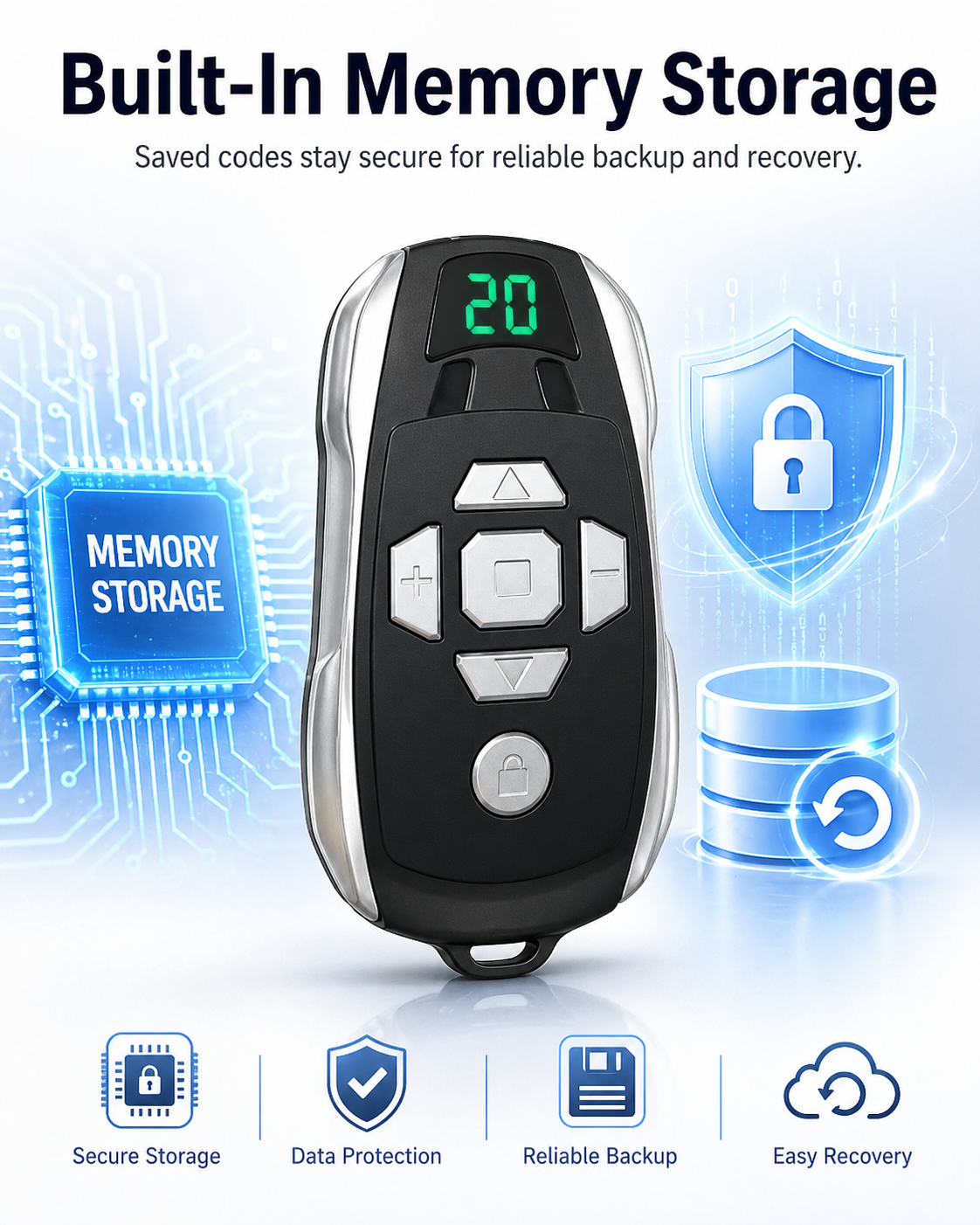 GateMaster 20-Channel Rechargeable 300–915MHz Frequency Smart Remote Duplicator