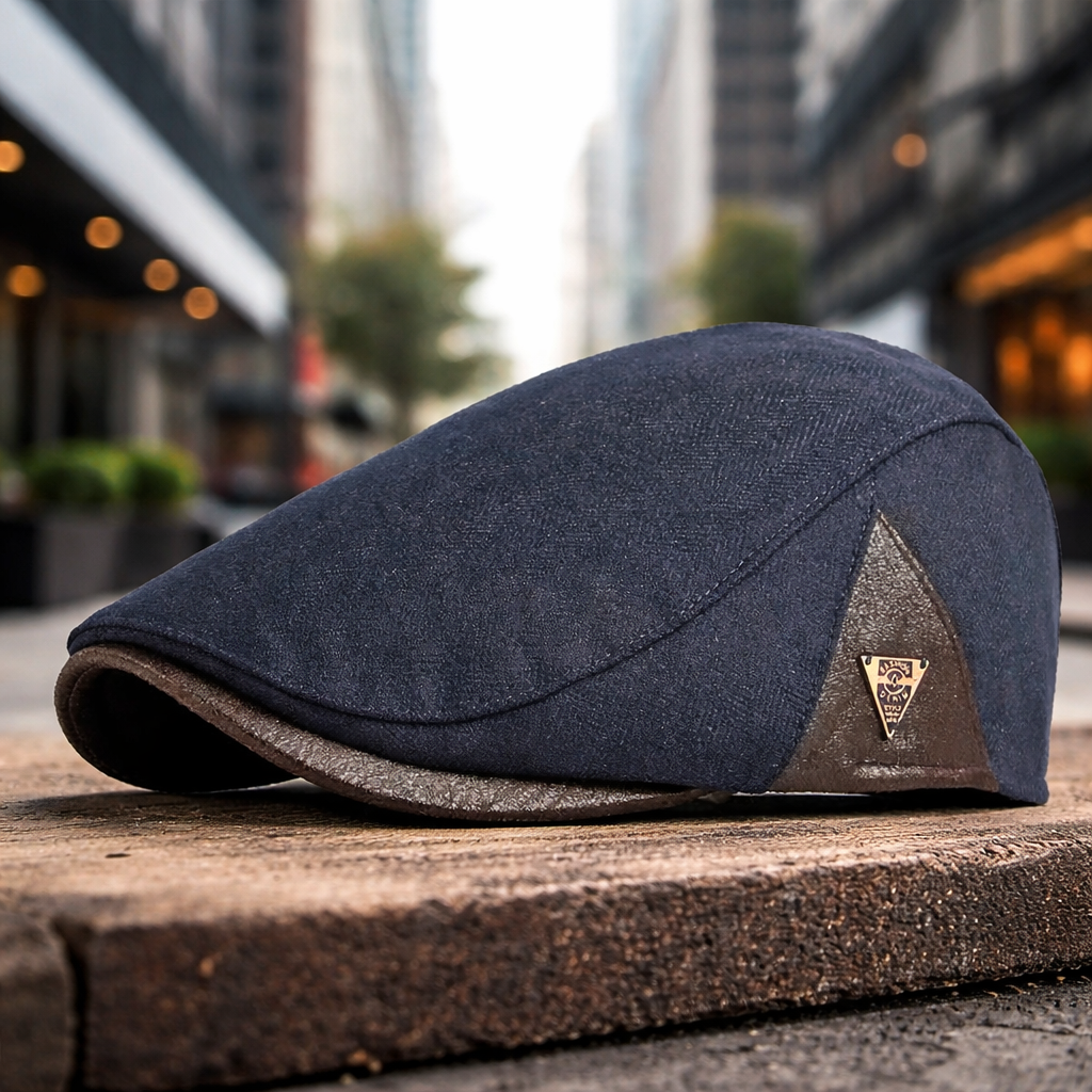 Spring & Autumn Adjustable Retro Flat Cap with Side Triangle Accent