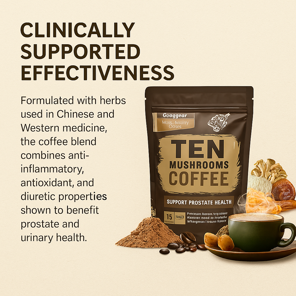 Googeer Men’s HealthyTen Mushrooms Coffee- Advanced Daily Support for Prostate Health