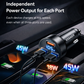 Essager 105W Triple-Port Fast Car Charger with Digital Display (USB + Dual Type-C PD/PPS)