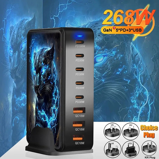 Super Fast Charge 268W GaN Technology 8 In 1 Intelligent Charging Dock