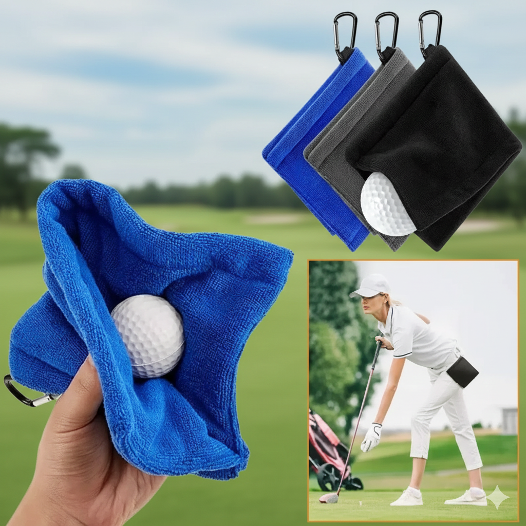 ProClean Pocket Microfiber Golf Ball Cleaning Towel with Clip (2 pcs)