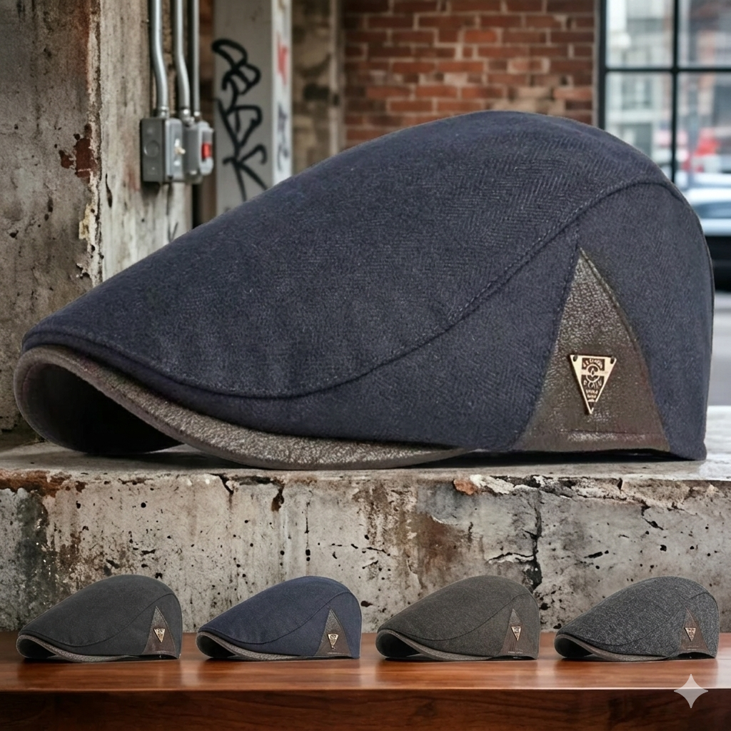 Spring & Autumn Adjustable Retro Flat Cap with Side Triangle Accent