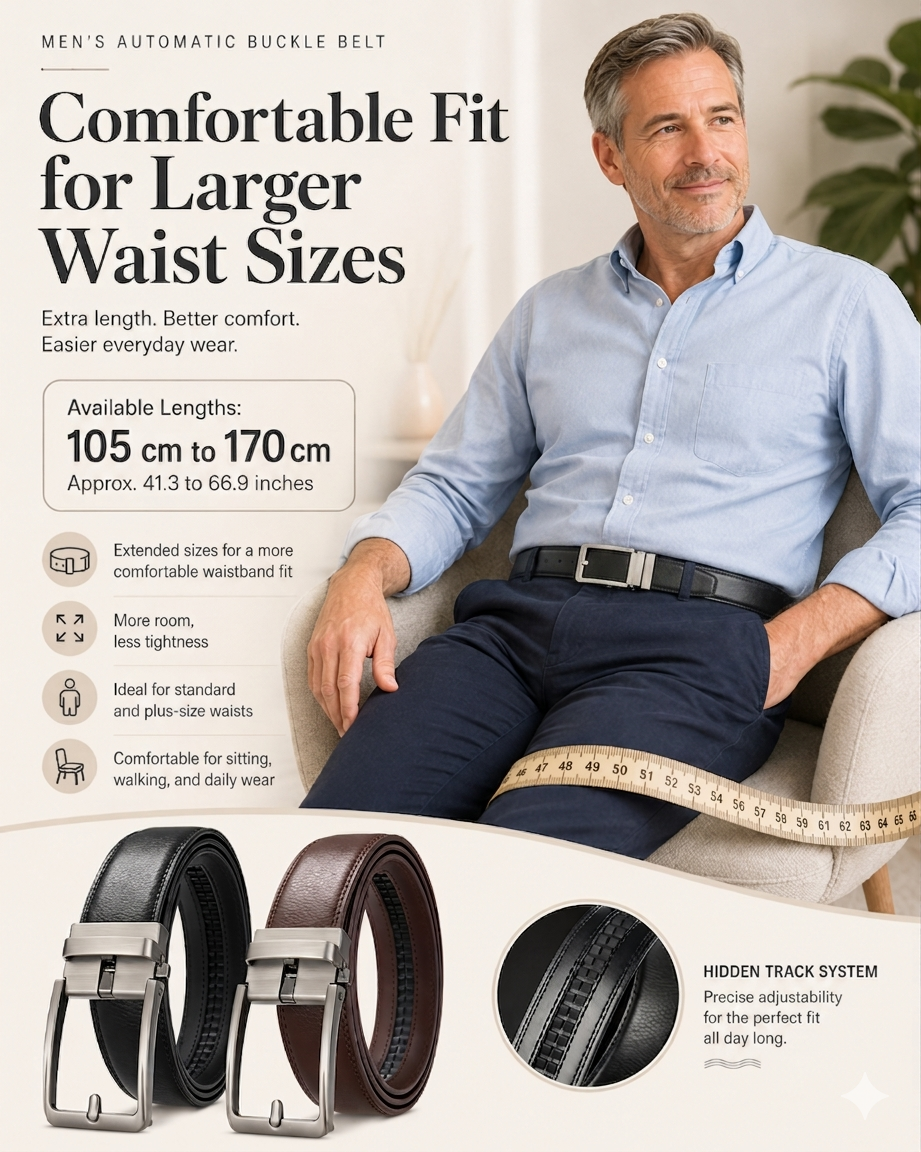 ComfortFit Senior-Friendly Plus Size No-Hole Automatic Belt