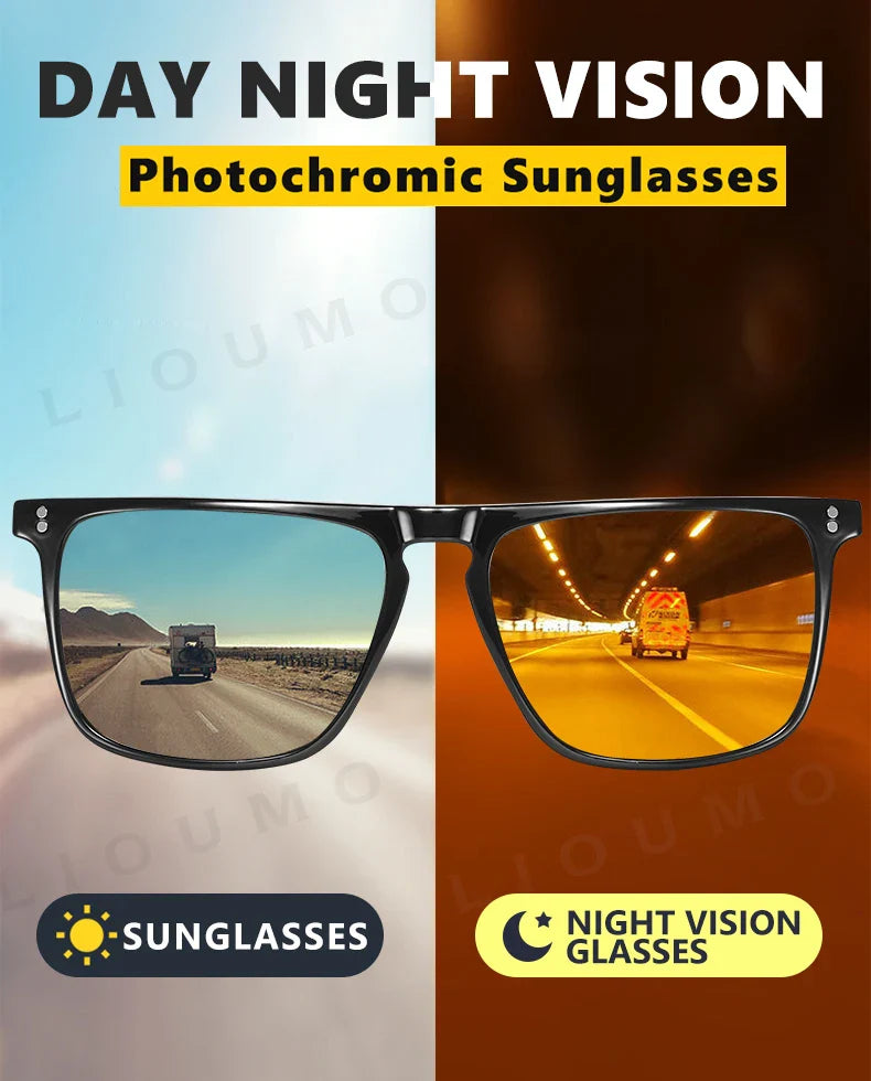 Anti-Glare Photochromic Polarized Day & Night Vision Driving Sunglasses