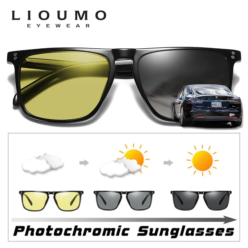 Anti-Glare Photochromic Polarized Day & Night Vision Driving Sunglasses