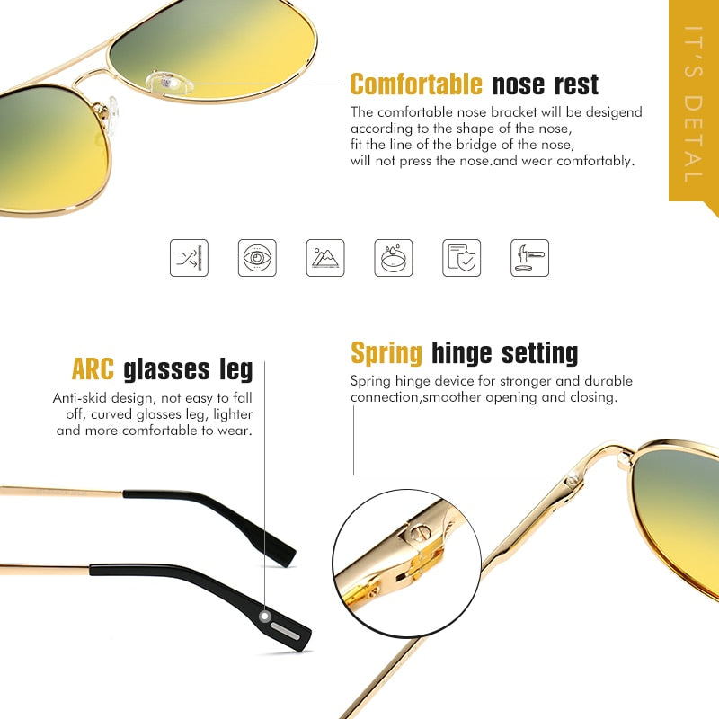 Polarized Photochromic Day/Night Pilot Sunglasses