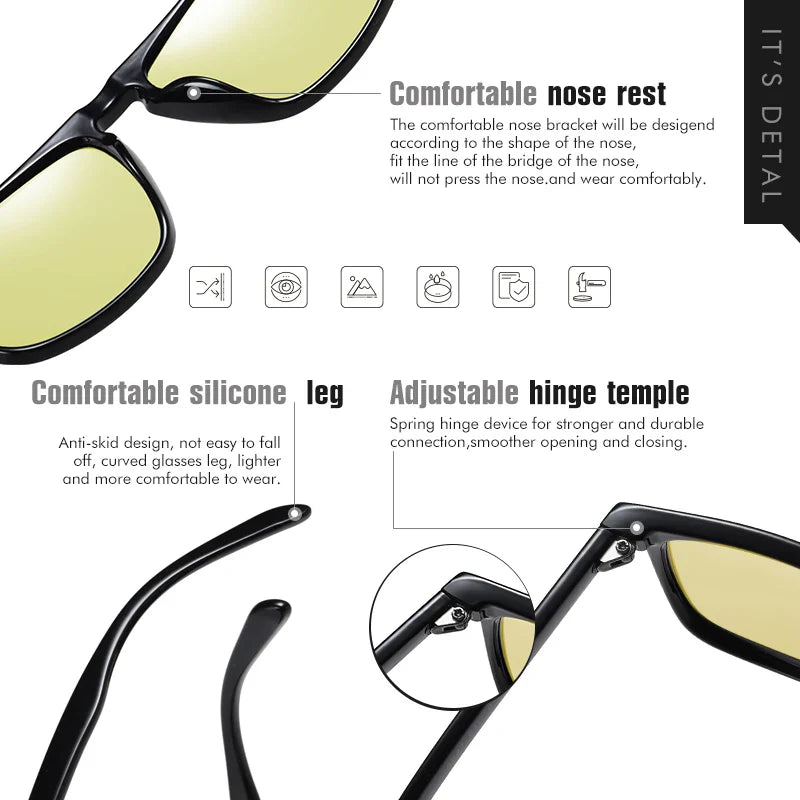Anti-Glare Photochromic Polarized Day & Night Vision Driving Sunglasses
